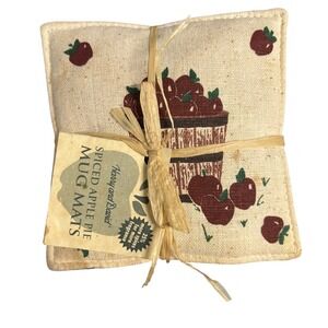 Harry and David Spiced Apple Pie Mug Mats Set 4 Scented Cozy Kitchen Decor